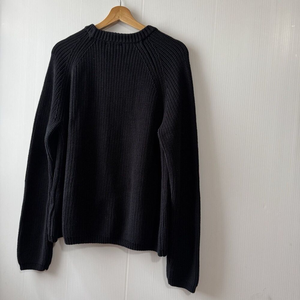 NEW Quince Sz L 100% Organic Cotton Fisherman Crew Neck Black Sweater Women’s - Picture 14 of 16